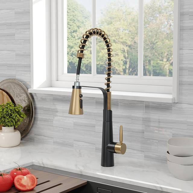 Pre-rinse Pull Down Kitchen Faucet - Gold (53cm)