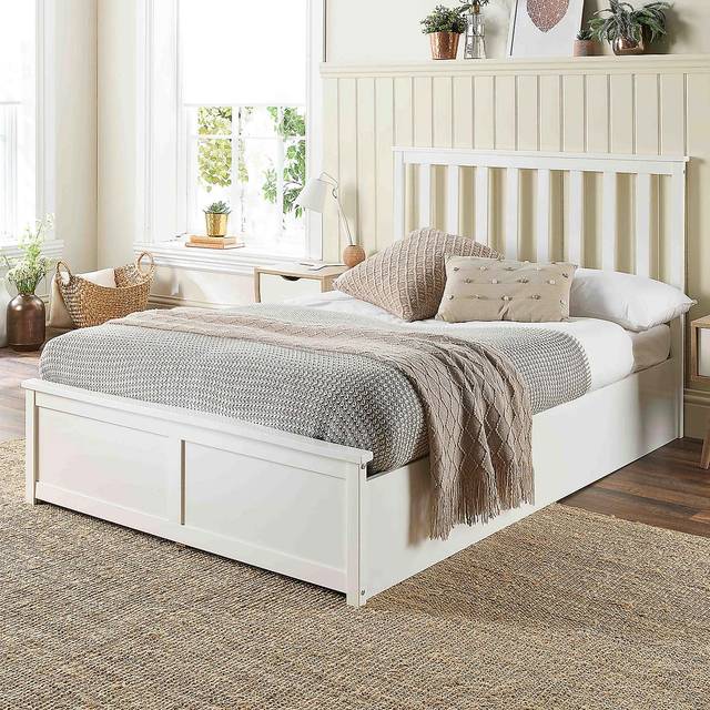 Aspire Furniture Double White Wooden Ottoman Bed - Aspire Beds