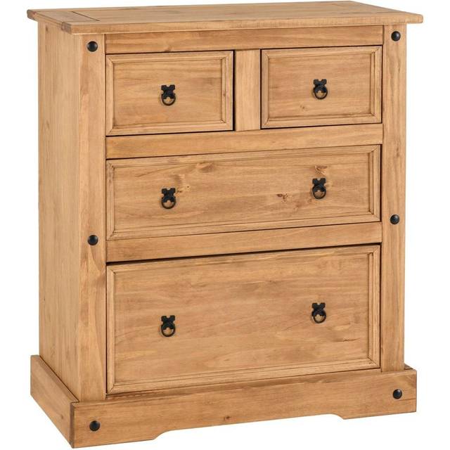 Seconique Corona 2+2 Drawer Chest - Distressed Waxed Pine, Brown