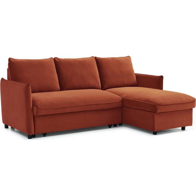Kyoto Ruben Velvet Corner Sofa Bed - Burnt Orange