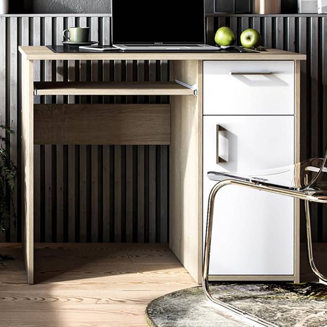 Computer Desk Maja Oak/White - Natural (75cm H X 90cm W X 50cm D)