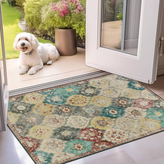 60x90cm Washable Non-Slip Indoor/Outdoor Doormat - Beige (60cm W X 90cm L)