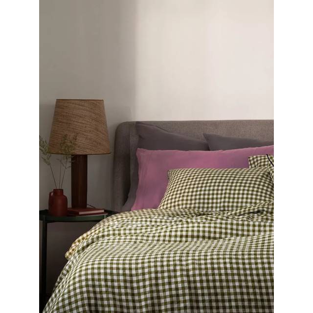 Piglet in Bed Gingham Linen Blend Fitted Sheet