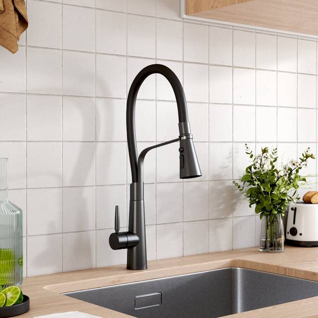 Flexible Silicone Pull-Down Kitchen Faucet - Matte Black (50cm)