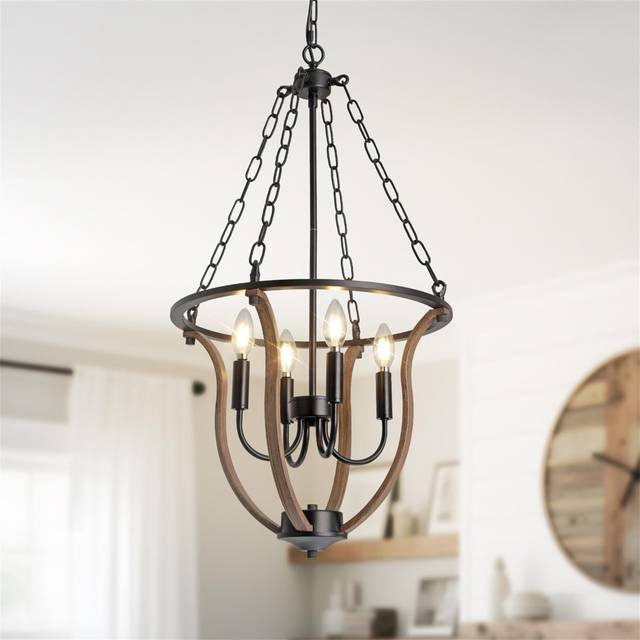 4-Light Chandelier - Matte Black (75cm H X 43cm W X 43cm D)