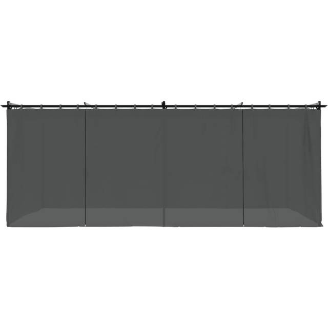 Gazebo With Curtains Steel - Anthracite (220cm H x 596cm W x 295cm D)