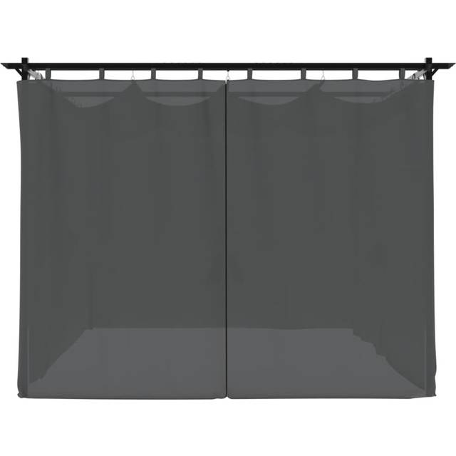 Gazebo With Curtains Steel - Anthracite (220cm H x 296cm W x 296cm D)