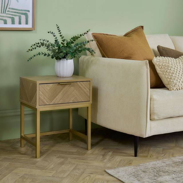 Ducie Herringbone Bedside Table