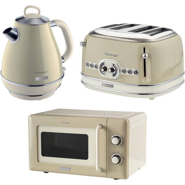 Ariete Vintage 1.7L Jug Kettle & 4 Slice Toaster Cream - Ceam