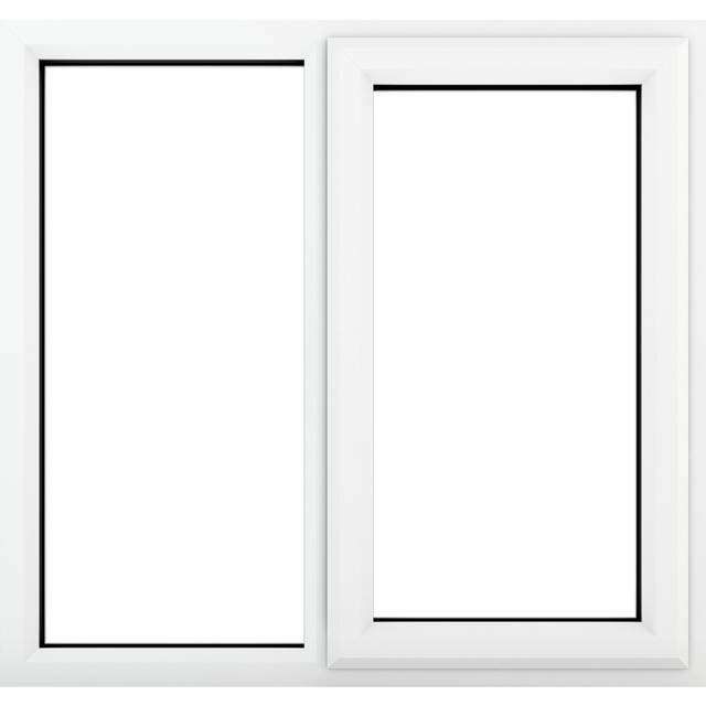 Crystal uPVC Double Glazed Window RH Side Hung Next to a Fixed White Clear Glass 1190x1040mm - Crystal-Direct - 104 x 119 x 7cm
