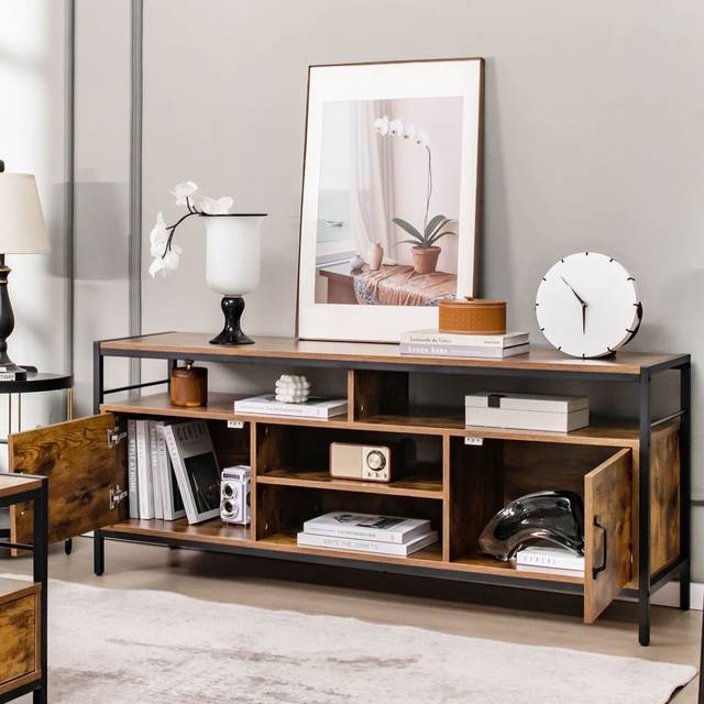 TV Console Table Media Entertainment Center TV Stand For Tvs Up To 65'' - Brown (65&#34;)