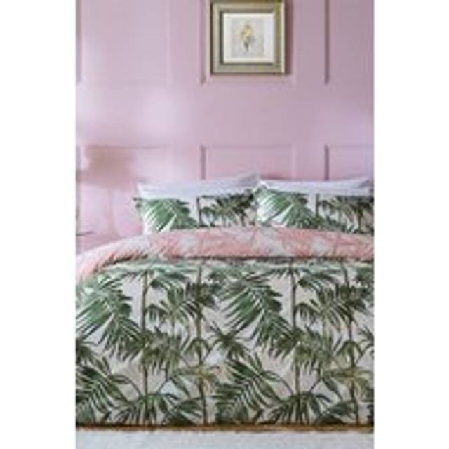 Parlour Palm Exotic Tree Reversible Duvet Cover Set - Blue - Single