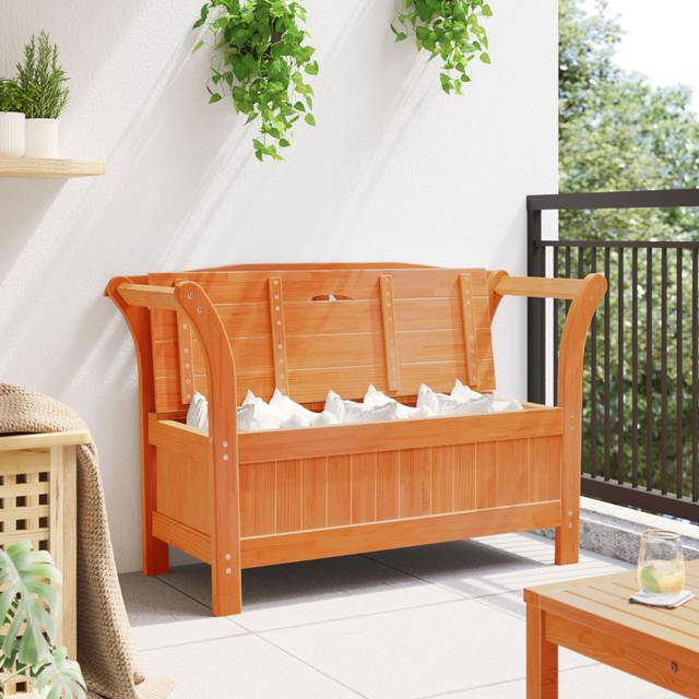 Garden Storage Bench Acacia 119X76x44 Cm Solid Wood Pine - Brown (75.5cm H X 119cm W X 44.5cm D)
