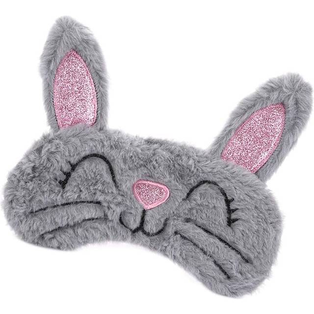 Cute Animal Sleeping Sleep Mask Soft Plush Blindfold Cute Rabbit Panda Koala Eye Cover Eyeshade for Kids Teens Girls Women (Rabbit Grey)
