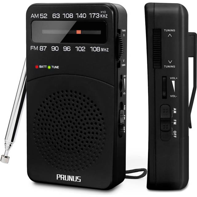 J-166 Portable Radio Battery Operated, AM FM Radios Pocket, Small Radio Transistor with Tuning Light, Back Clip, Excellent Reception for Outdoor &
