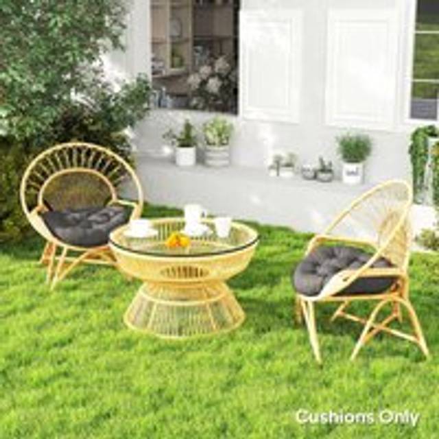 Outsunny Outdoor Seat Cushions Set of 2, Tufted Round Chair Pads, Dark Grey - DARK GRAY