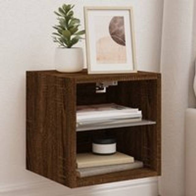 TV Wall Cabinets with LED Lights 2 pcs Brown Oak 30x28.5x30 cm - One Size