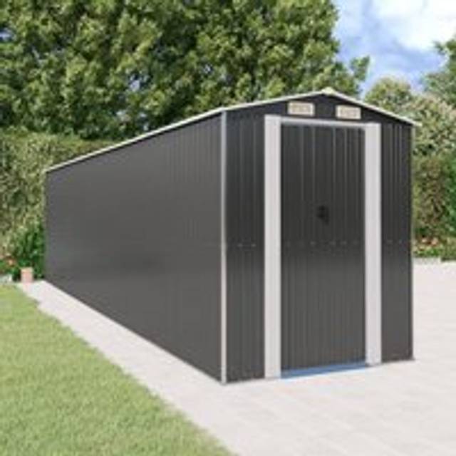 Garden Shed Anthracite 192x772x223 cm Galvanised Steel - Black - One Size
