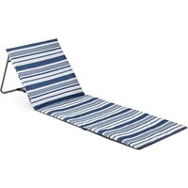 Beach Mat With Adjustable Backrest Folding Sun Lounger Chair With Carry Handle - Navy - One Size