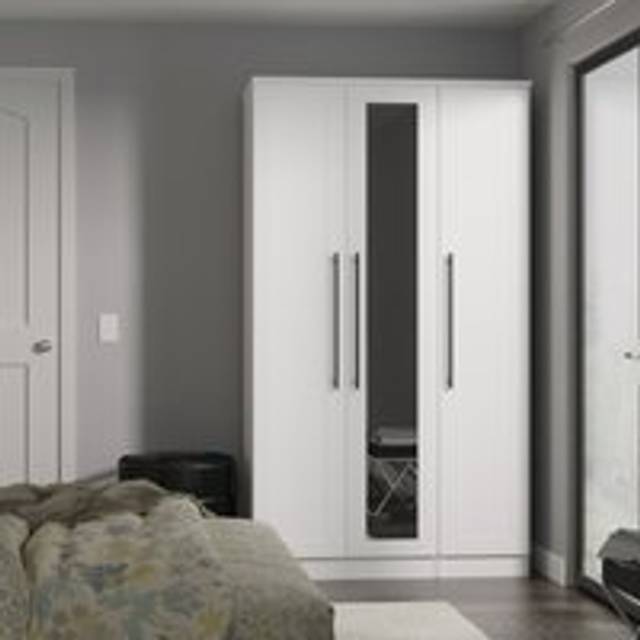 Howard Tall Triple Mirror Wardrobe (Ready Assembled) - White - Large