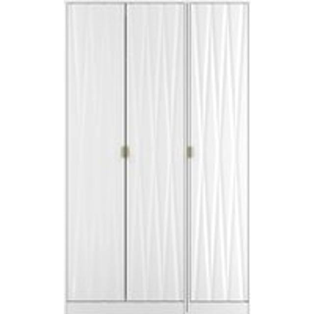 Diamond Tall Wardrobe White 3 Doors 1 Shelf 198cm