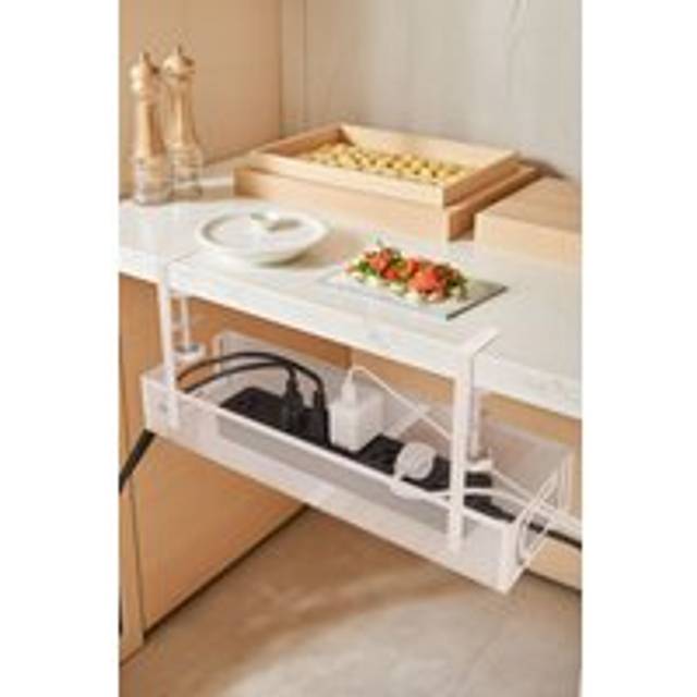 Living And Home Clamp-On Cable Management Tray Wire Cord Organizer No Drilling In White - One Size