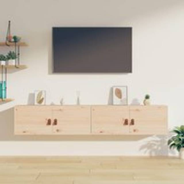 Wall Cabinets 2 pcs 80x30x30 cm Solid Wood Pine - Brown - One Size