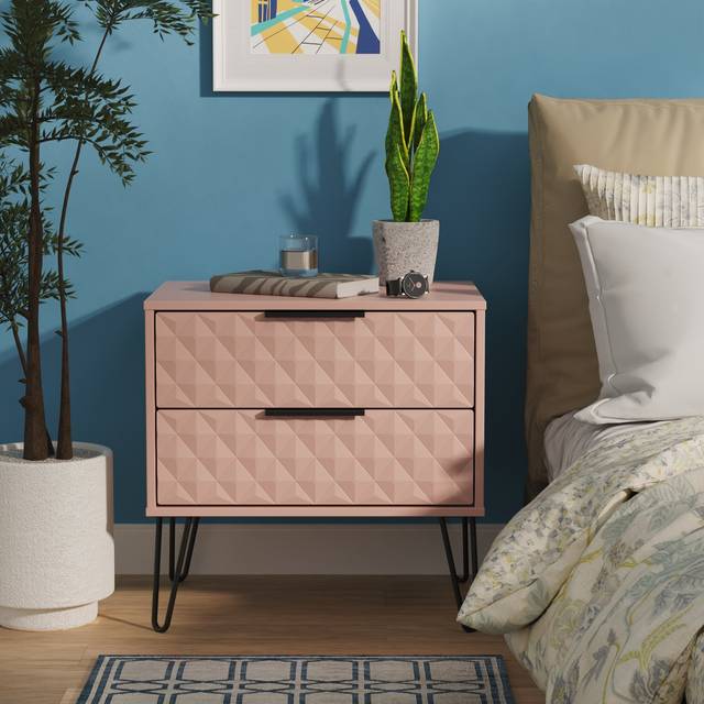Harlequin 2 Drawer Side Table in Kobe Pink - Ready Assembled - Lewis's Home | TJ Hughes