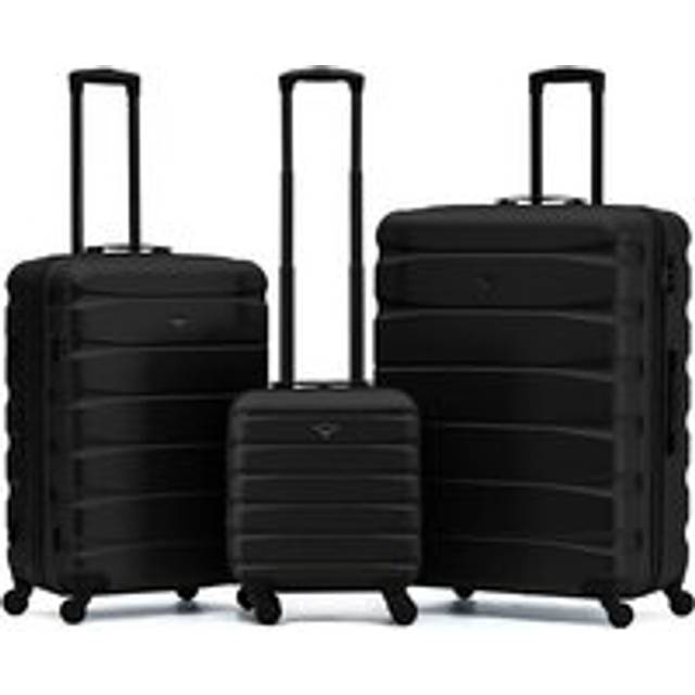 45x36x20cm Cabin Case with Medium and Large Size Check-in Hold Luggage - Jet Black