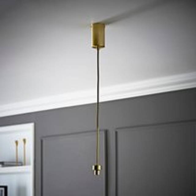 Valuelights - Fiona Brushed Gold Thread Detail Adjustable Single Pendant Ceiling Light