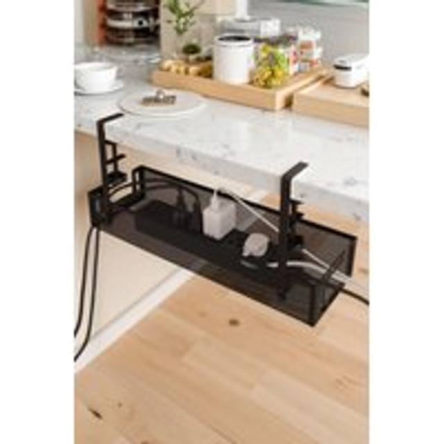 Clamp-On Cable Management Tray Wire Cord Organizer No Drilling - Black - One Size