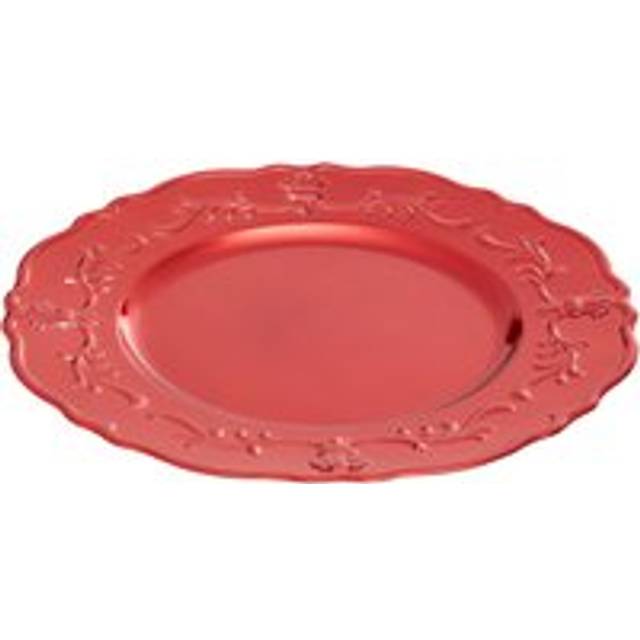 Functional Red Finish Baroque Charger Plate, Minimalist Dinner Plate, Reliable Red Finish Dinner Plate - One Size