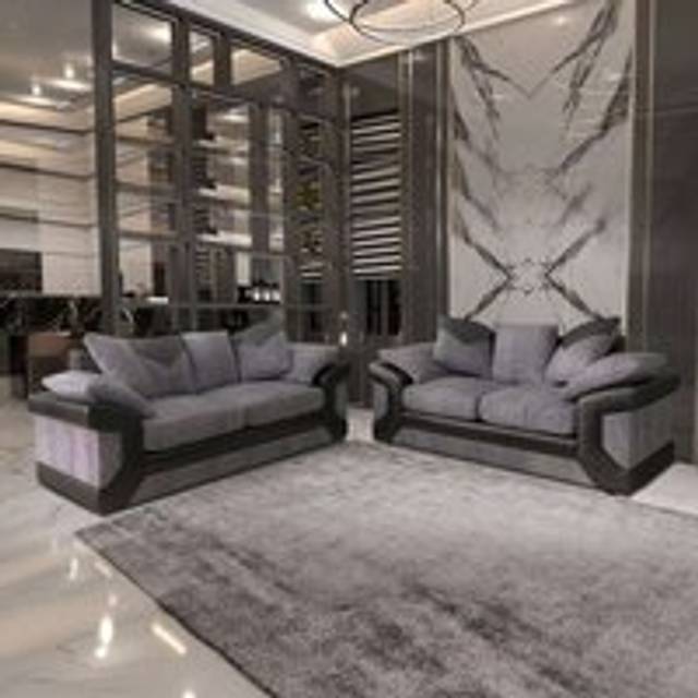 Donna Fabric 3+2 and Corner Seated Sofa Set in 2 Colors - Grey 3+2 - 3 Pack