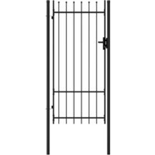 Fence Gate Single Door with Spike Top Steel 1x2 m Black - One Size