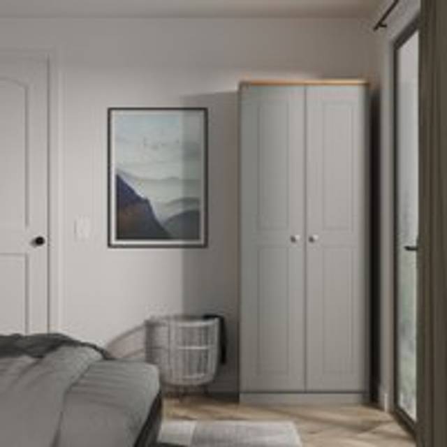 Albert 2 Door Wardrobe (Ready Assembled) - Grey - Large