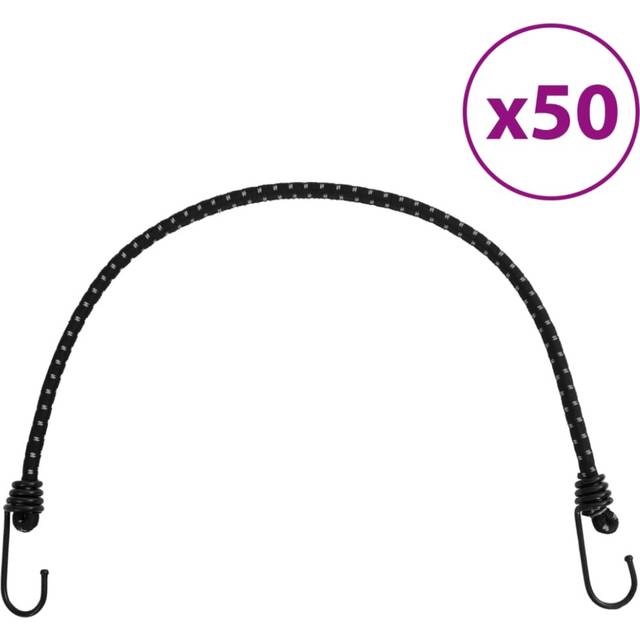 vidaXL Bungee Cords with Reflective Strips and Hooks Bungee Straps 50 pcs