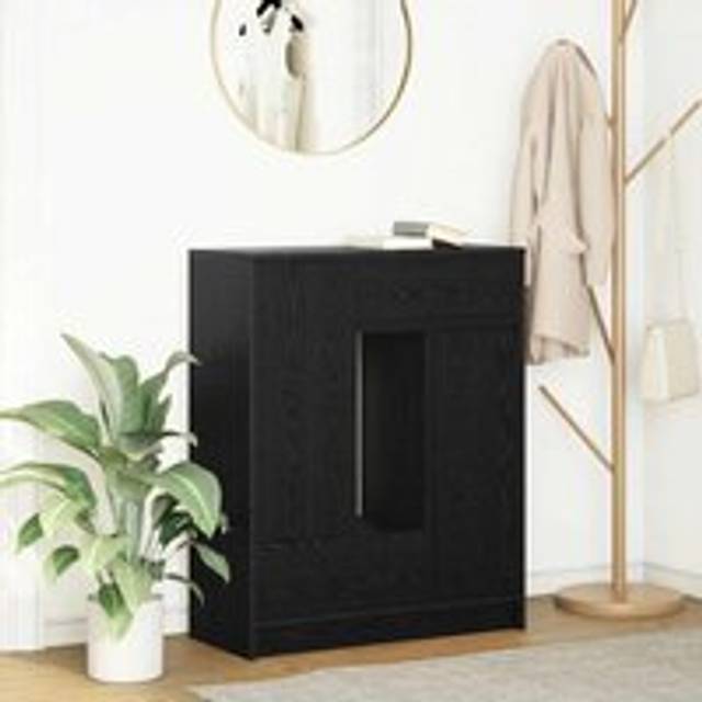 Sideboard with Drawers and Doors Black Oak 73x31x90 cm - One Size