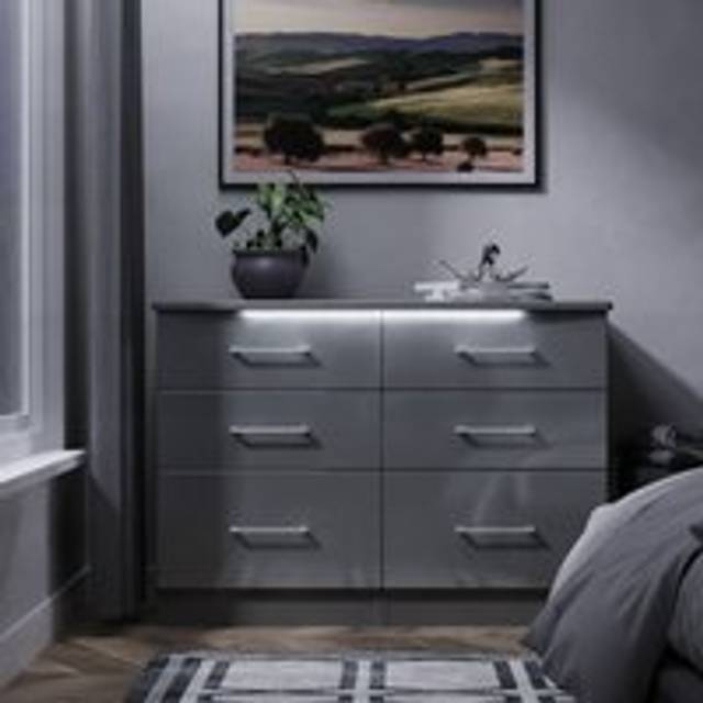 Paris Large Chest of Drawers Grey 6 Drawers 112cm