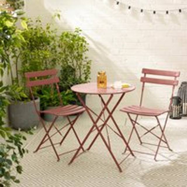 Cabo 2 Seater Metal Bistro Set with Round Table - Dusty Pink - One Size