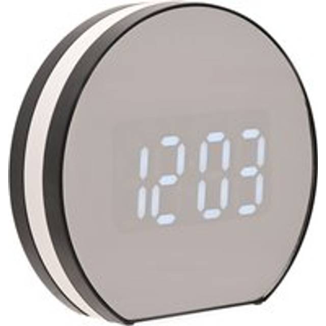 LCD Flip Mirrored Alarm Clock with Light - Black - One Size