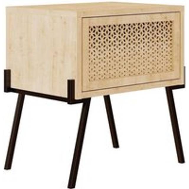 Oak Effect 1 Door Bedside Chest Push To Open - Brown - One Size