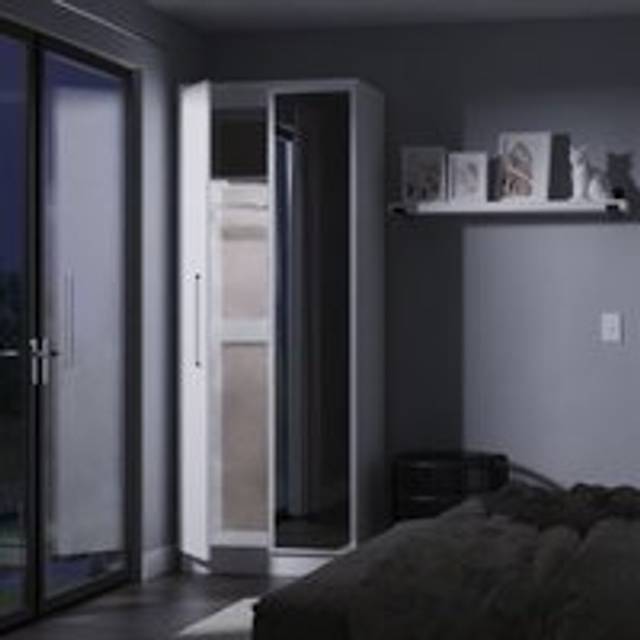 Lyon Tall Double Mirror Wardrobe (Ready Assembled) - White - Large
