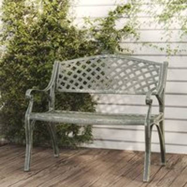 Garden Bench 102 cm Cast Aluminium Green - One Size