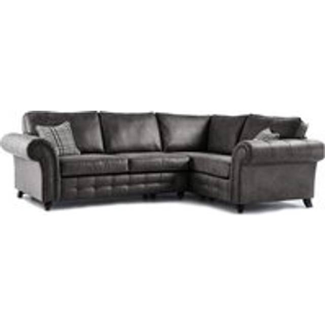Oakland Charcoal Chesterfield 4 Seater L Shape Large Corner Sofa - One Size