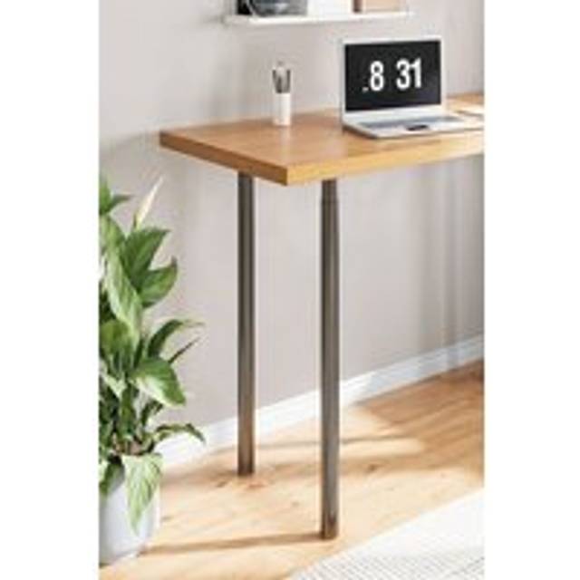 Set of 2 Round Metal Table Legs - Black - One Size