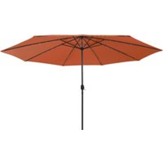 Outdoor Parasol with LED Lights and Metal Pole 400 cm Terracotta - Brown - One Size