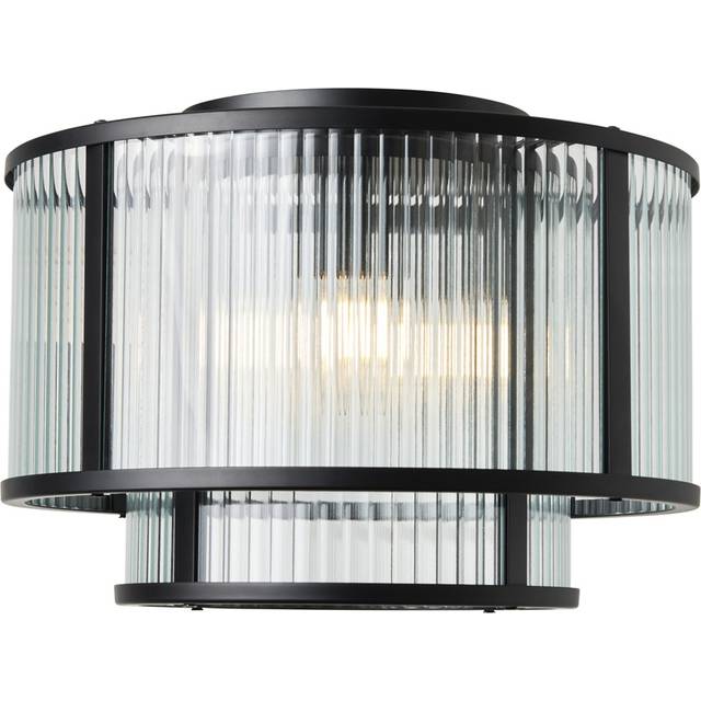 Jasmine Ribbed Glass Flush Ceiling Light, Black