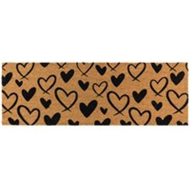 JVL Eco-Friendly Latex Backed Coir Entrance Doormat Runner, 40x120cm - Hearts, Brown