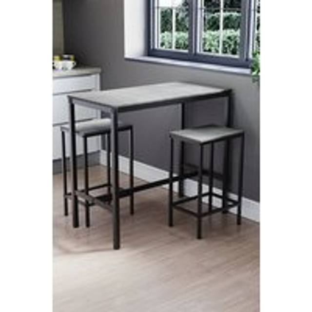 Vida Designs Roslyn 2 Seater Bar Table Stools Kitchen Dining Furniture - Grey - One Size