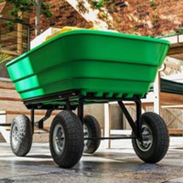 Outsunny Set of 4 Pneumatic Wheels, 10"" Wheelbarrow Wheels Replacement for Barn Carts, Hose Carts, Garden Carts, Sack Trucks, Black